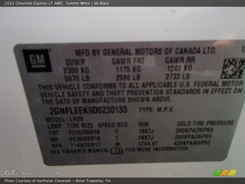 Summit White / Jet Black 2013 Chevrolet Equinox LT AWD