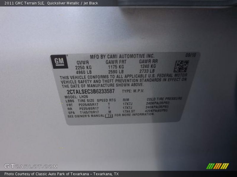 Quicksilver Metallic / Jet Black 2011 GMC Terrain SLE
