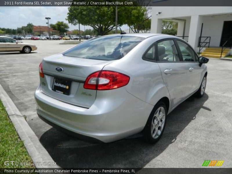 Ingot Silver Metallic / Charcoal Black/Blue Cloth 2011 Ford Fiesta SEL Sedan