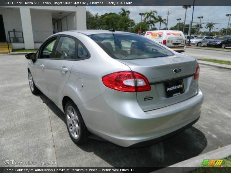 Ingot Silver Metallic / Charcoal Black/Blue Cloth 2011 Ford Fiesta SEL Sedan