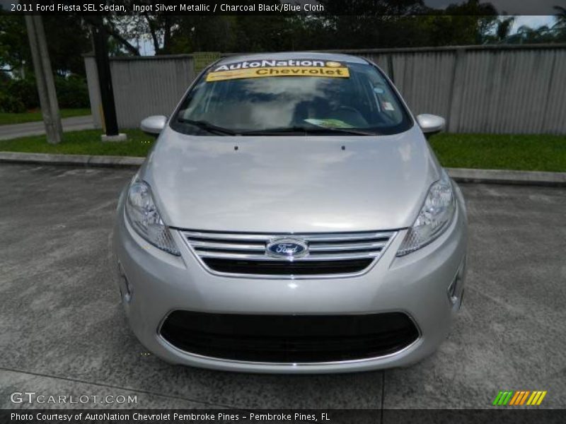 Ingot Silver Metallic / Charcoal Black/Blue Cloth 2011 Ford Fiesta SEL Sedan