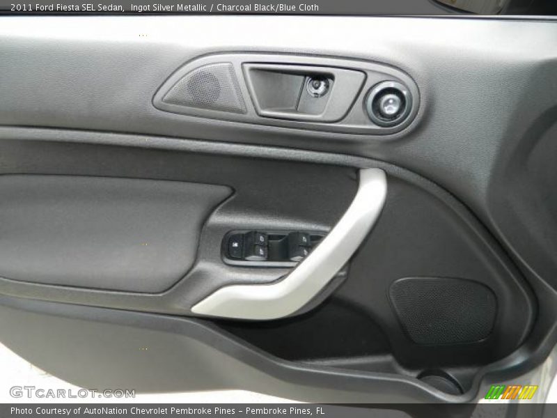Ingot Silver Metallic / Charcoal Black/Blue Cloth 2011 Ford Fiesta SEL Sedan
