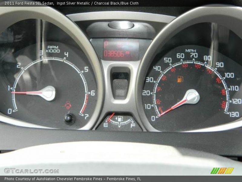 Ingot Silver Metallic / Charcoal Black/Blue Cloth 2011 Ford Fiesta SEL Sedan