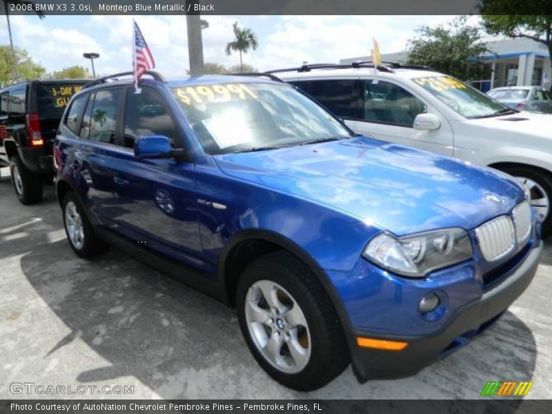 Montego Blue Metallic / Black 2008 BMW X3 3.0si