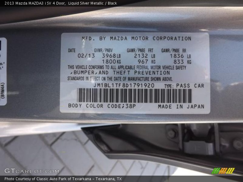 Liquid Silver Metallic / Black 2013 Mazda MAZDA3 i SV 4 Door