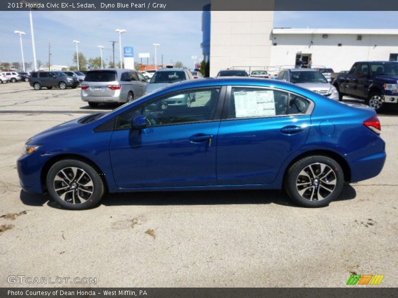 Dyno Blue Pearl / Gray 2013 Honda Civic EX-L Sedan