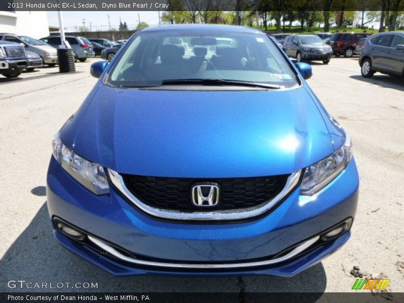 Dyno Blue Pearl / Gray 2013 Honda Civic EX-L Sedan