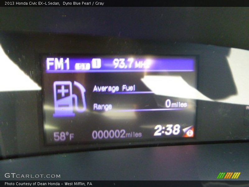 Dyno Blue Pearl / Gray 2013 Honda Civic EX-L Sedan