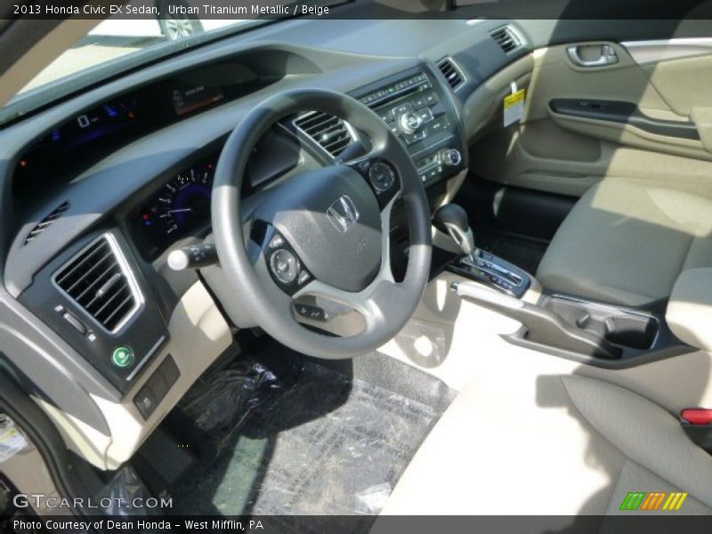 Urban Titanium Metallic / Beige 2013 Honda Civic EX Sedan