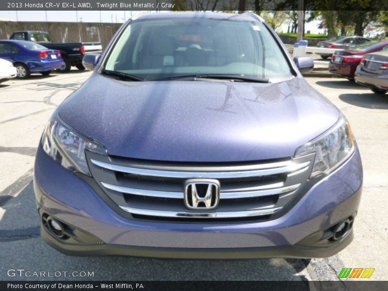 Twilight Blue Metallic / Gray 2013 Honda CR-V EX-L AWD