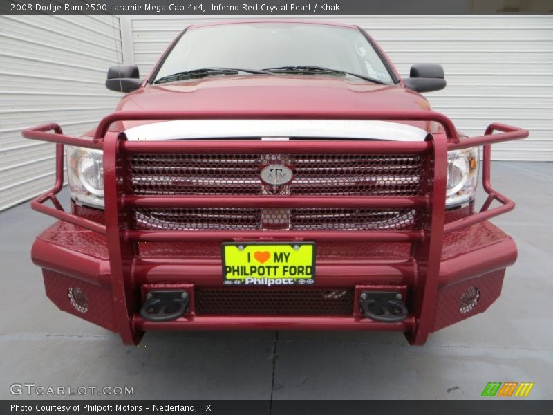 Inferno Red Crystal Pearl / Khaki 2008 Dodge Ram 2500 Laramie Mega Cab 4x4