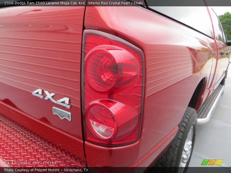 Inferno Red Crystal Pearl / Khaki 2008 Dodge Ram 2500 Laramie Mega Cab 4x4
