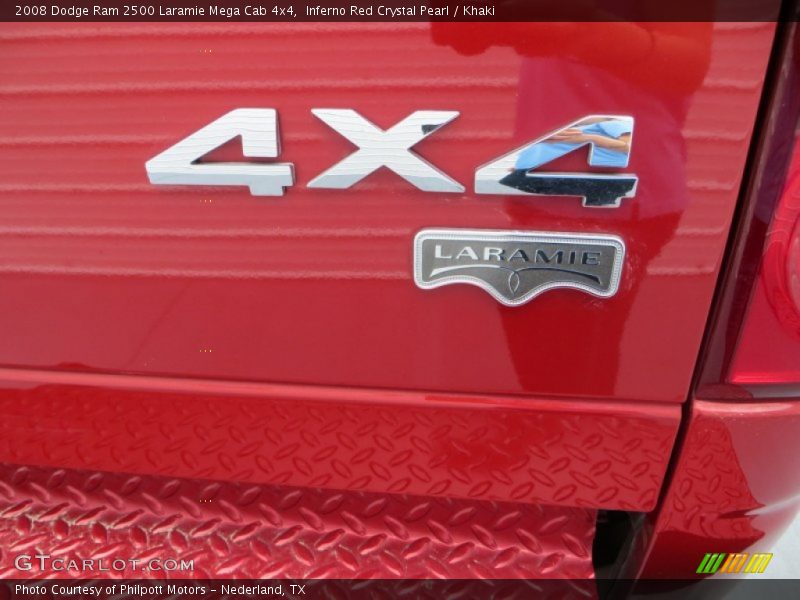 Inferno Red Crystal Pearl / Khaki 2008 Dodge Ram 2500 Laramie Mega Cab 4x4