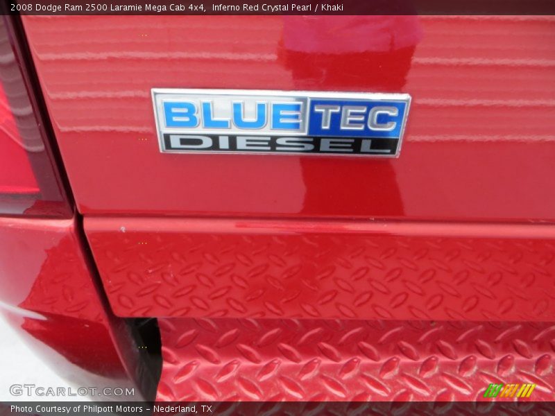 Inferno Red Crystal Pearl / Khaki 2008 Dodge Ram 2500 Laramie Mega Cab 4x4