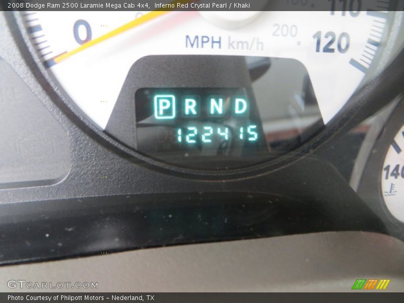 Inferno Red Crystal Pearl / Khaki 2008 Dodge Ram 2500 Laramie Mega Cab 4x4