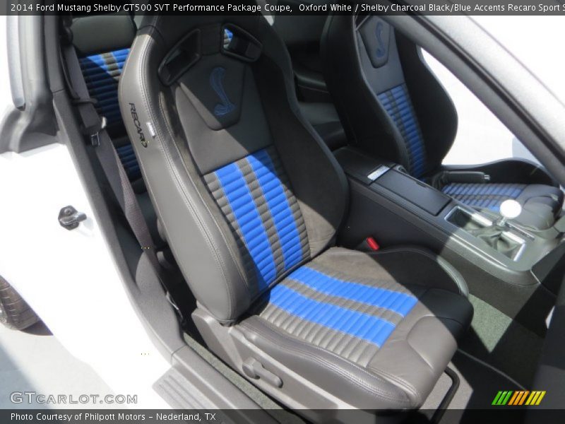  2014 Mustang Shelby GT500 SVT Performance Package Coupe Shelby Charcoal Black/Blue Accents Recaro Sport Seats Interior
