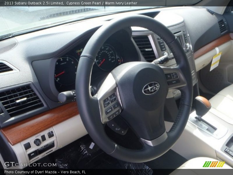 Cypress Green Pearl / Warm Ivory Leather 2013 Subaru Outback 2.5i Limited