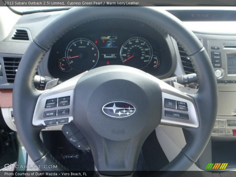 Cypress Green Pearl / Warm Ivory Leather 2013 Subaru Outback 2.5i Limited