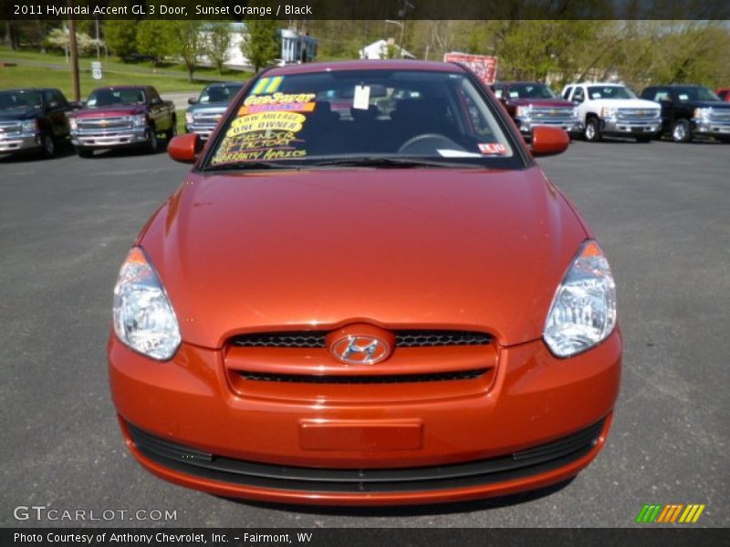 Sunset Orange / Black 2011 Hyundai Accent GL 3 Door