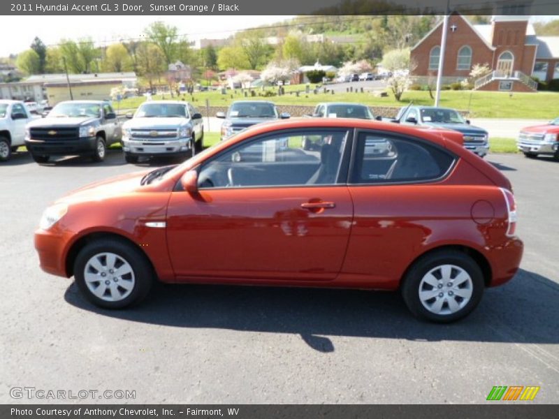 Sunset Orange / Black 2011 Hyundai Accent GL 3 Door