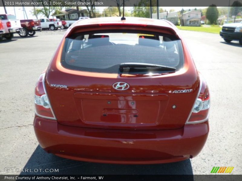 Sunset Orange / Black 2011 Hyundai Accent GL 3 Door