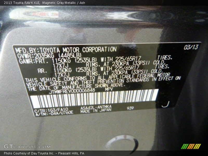 Magnetic Gray Metallic / Ash 2013 Toyota RAV4 XLE