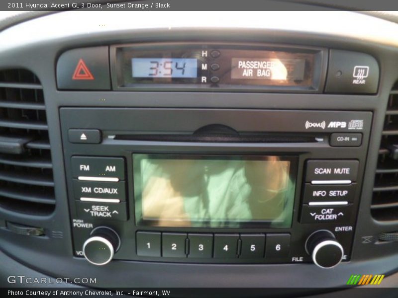 Sunset Orange / Black 2011 Hyundai Accent GL 3 Door