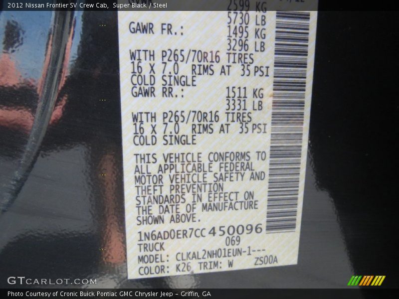 Super Black / Steel 2012 Nissan Frontier SV Crew Cab