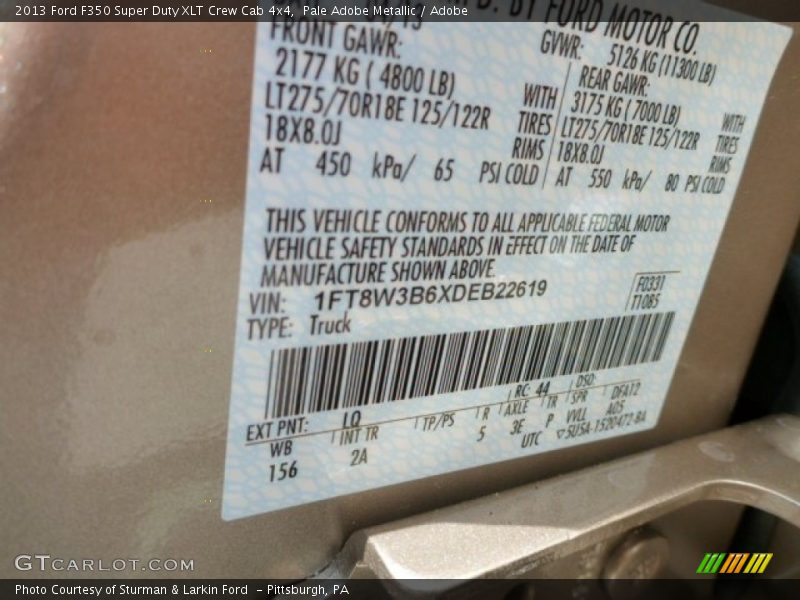 Pale Adobe Metallic / Adobe 2013 Ford F350 Super Duty XLT Crew Cab 4x4
