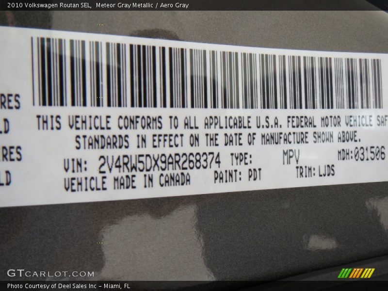 Meteor Gray Metallic / Aero Gray 2010 Volkswagen Routan SEL
