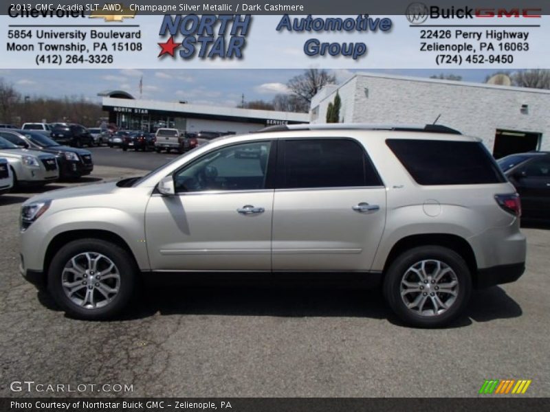 Champagne Silver Metallic / Dark Cashmere 2013 GMC Acadia SLT AWD