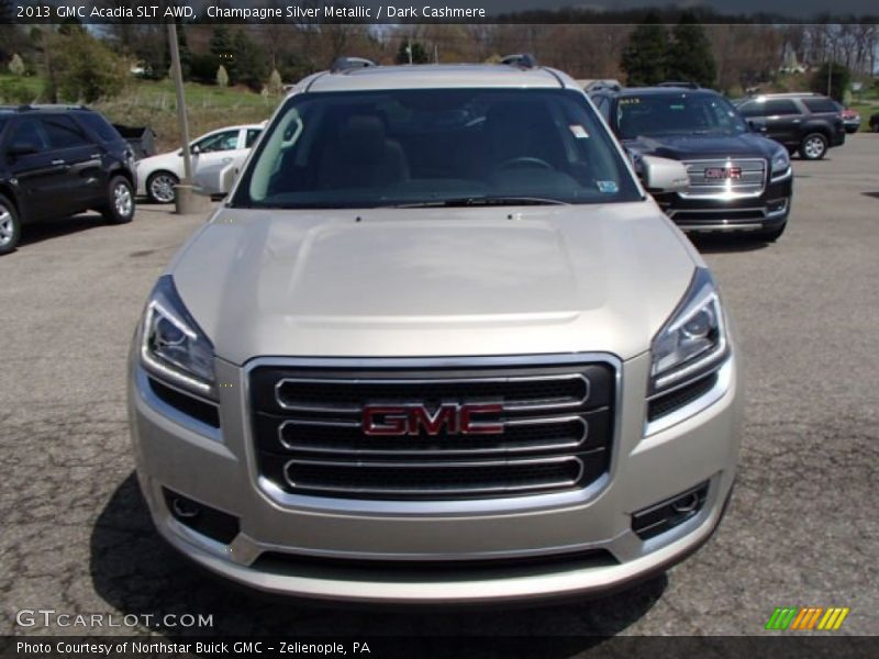 Champagne Silver Metallic / Dark Cashmere 2013 GMC Acadia SLT AWD
