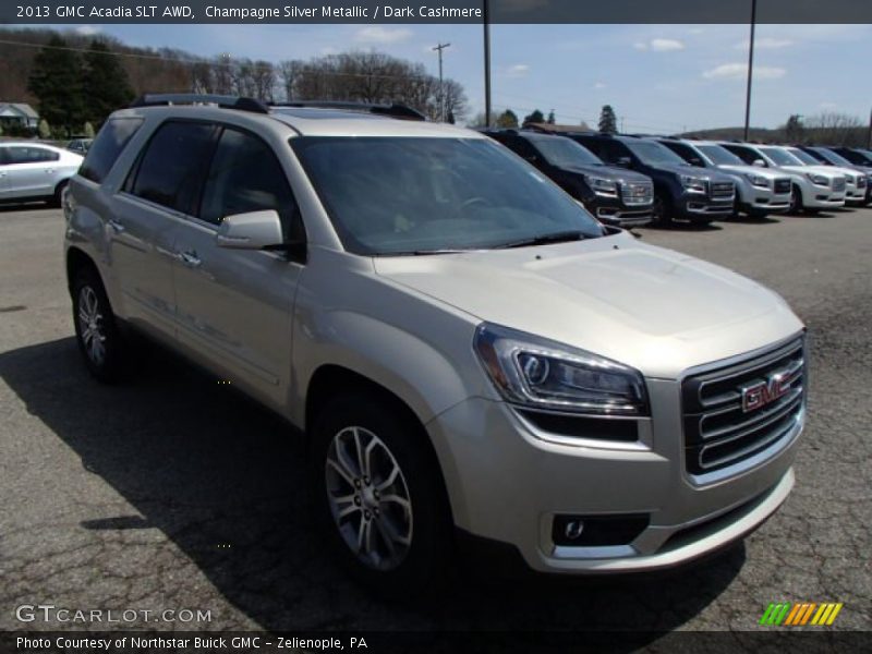 Champagne Silver Metallic / Dark Cashmere 2013 GMC Acadia SLT AWD