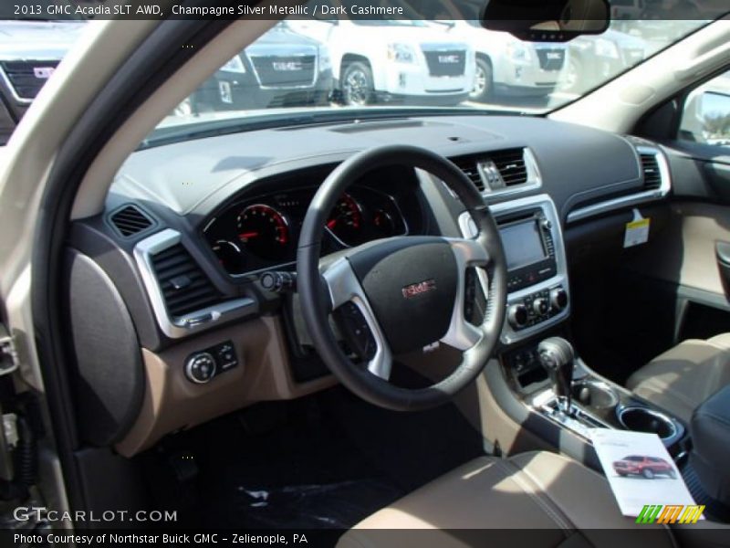 Champagne Silver Metallic / Dark Cashmere 2013 GMC Acadia SLT AWD
