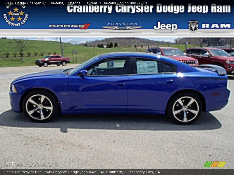 Daytona Blue Pearl / Daytona Edition Black/Blue 2013 Dodge Charger R/T Daytona