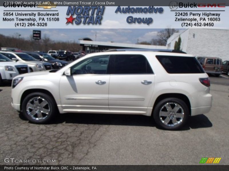 White Diamond Tricoat / Cocoa Dune 2013 GMC Acadia SLE AWD