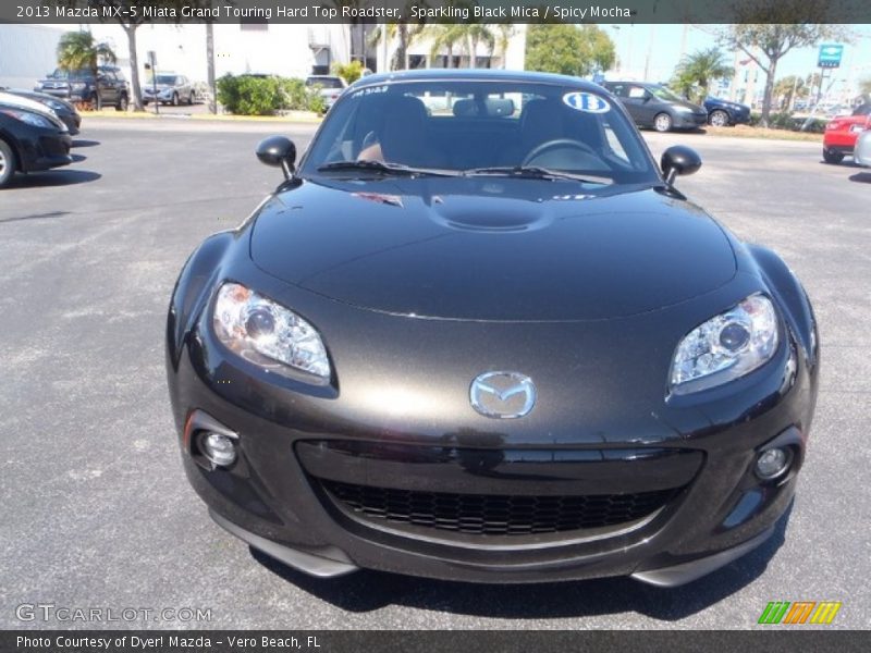 Sparkling Black Mica / Spicy Mocha 2013 Mazda MX-5 Miata Grand Touring Hard Top Roadster