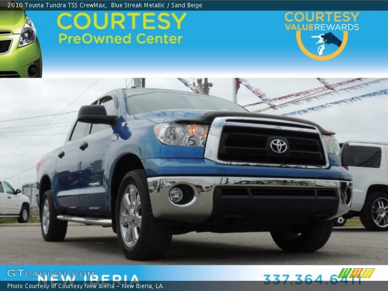 Blue Streak Metallic / Sand Beige 2010 Toyota Tundra TSS CrewMax