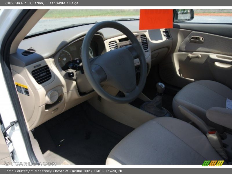 Clear White / Beige 2009 Kia Rio LX Sedan