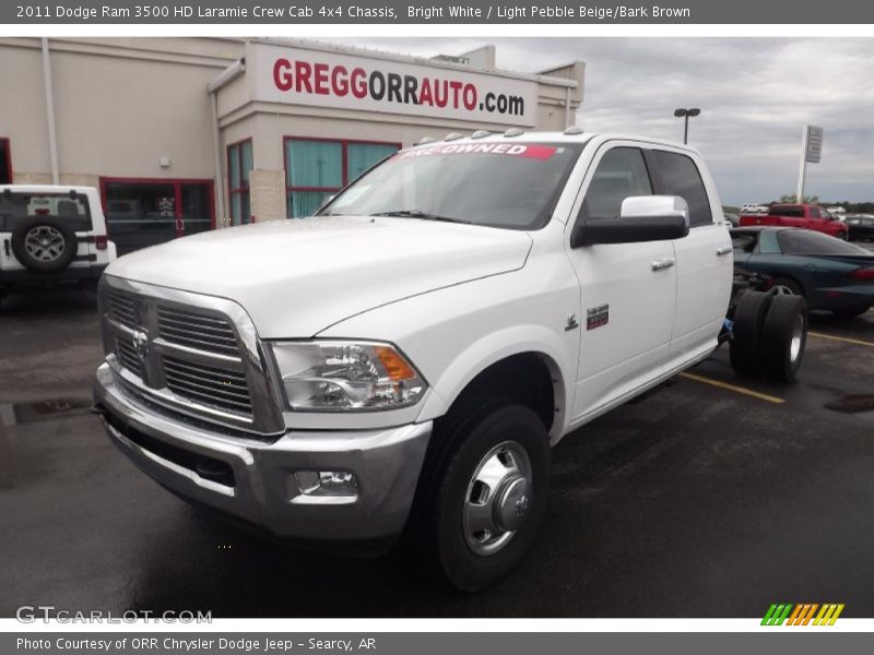 Bright White / Light Pebble Beige/Bark Brown 2011 Dodge Ram 3500 HD Laramie Crew Cab 4x4 Chassis