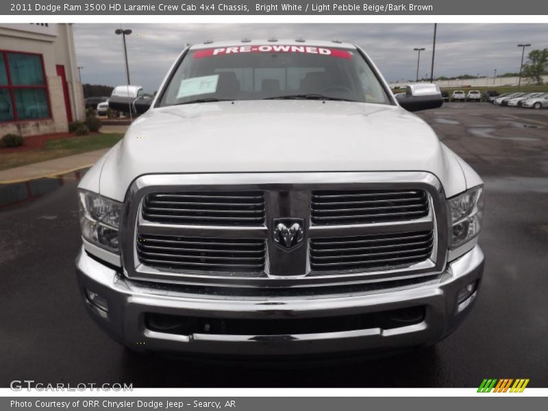 Bright White / Light Pebble Beige/Bark Brown 2011 Dodge Ram 3500 HD Laramie Crew Cab 4x4 Chassis