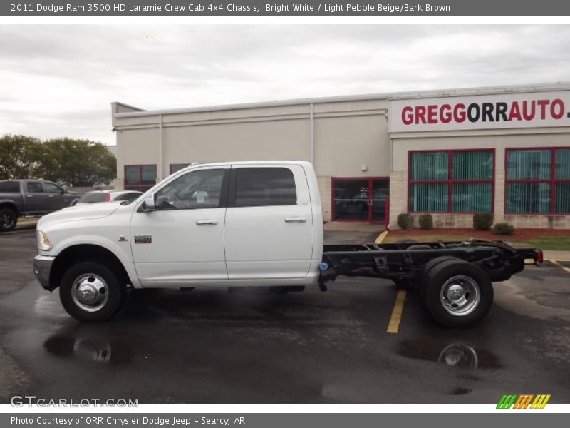 Bright White / Light Pebble Beige/Bark Brown 2011 Dodge Ram 3500 HD Laramie Crew Cab 4x4 Chassis