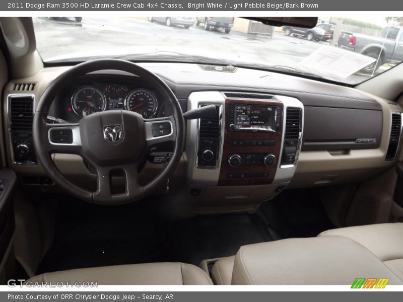 Bright White / Light Pebble Beige/Bark Brown 2011 Dodge Ram 3500 HD Laramie Crew Cab 4x4 Chassis