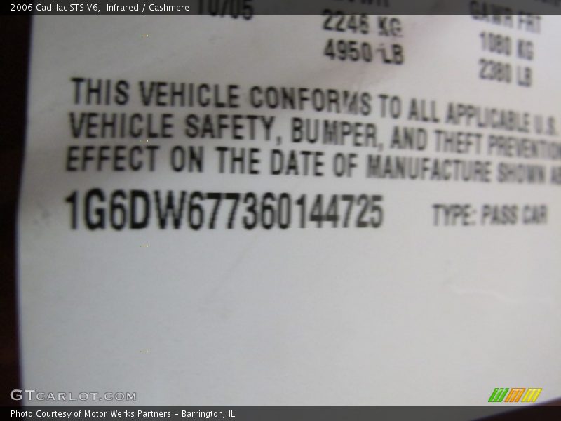 Infrared / Cashmere 2006 Cadillac STS V6