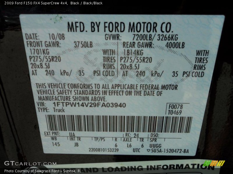 Black / Black/Black 2009 Ford F150 FX4 SuperCrew 4x4