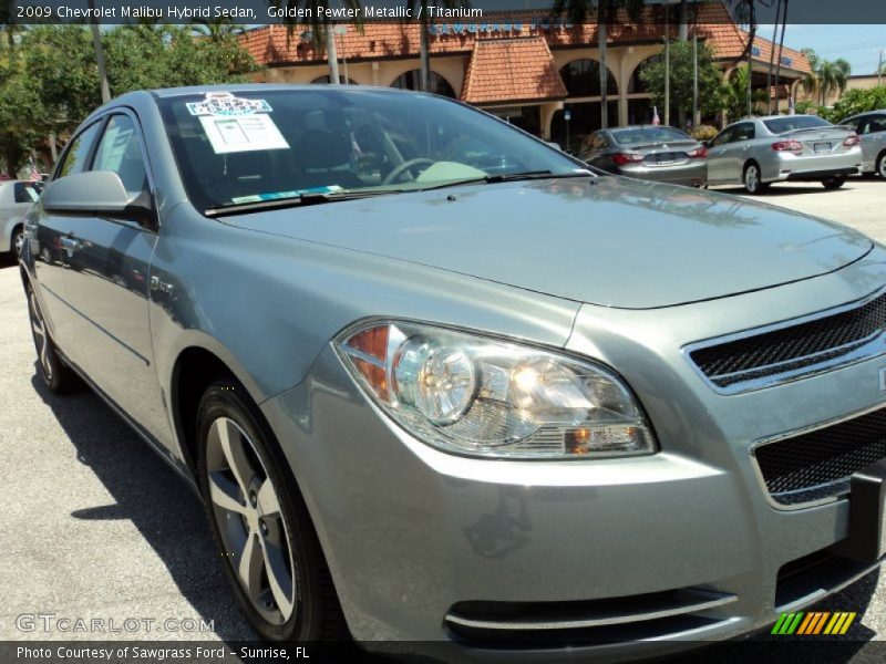 Golden Pewter Metallic / Titanium 2009 Chevrolet Malibu Hybrid Sedan