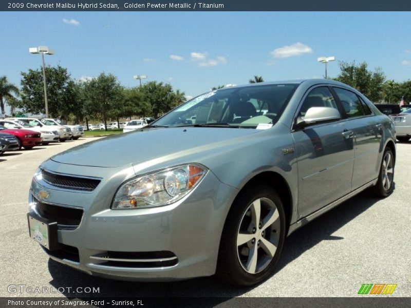 Golden Pewter Metallic / Titanium 2009 Chevrolet Malibu Hybrid Sedan