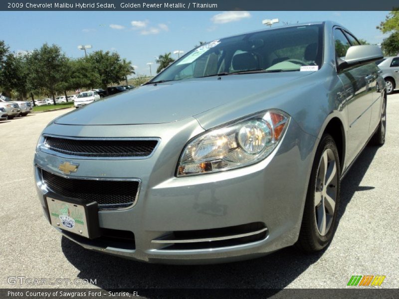 Golden Pewter Metallic / Titanium 2009 Chevrolet Malibu Hybrid Sedan