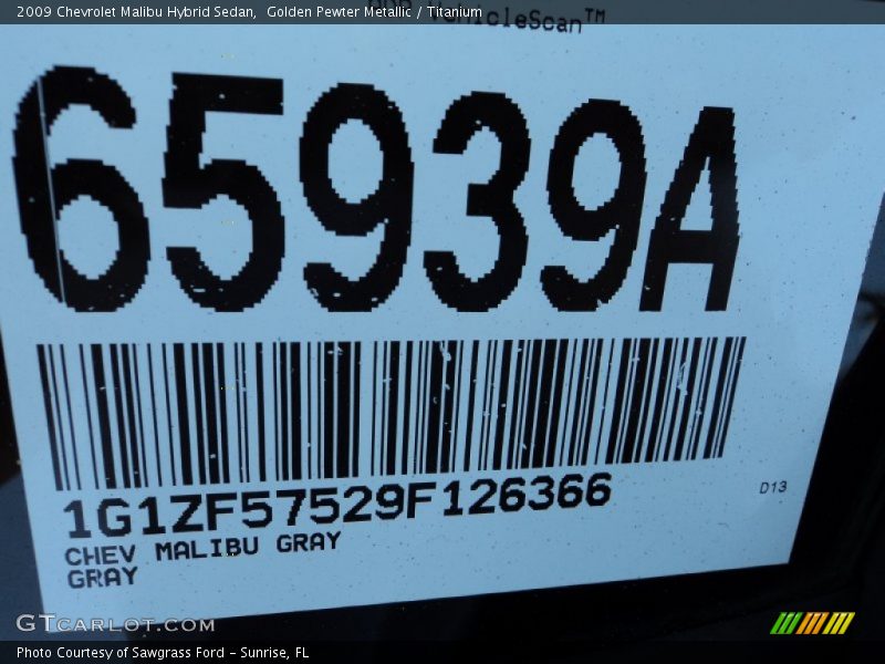Golden Pewter Metallic / Titanium 2009 Chevrolet Malibu Hybrid Sedan