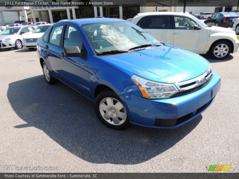 Blue Flame Metallic / Medium Stone 2011 Ford Focus S Sedan